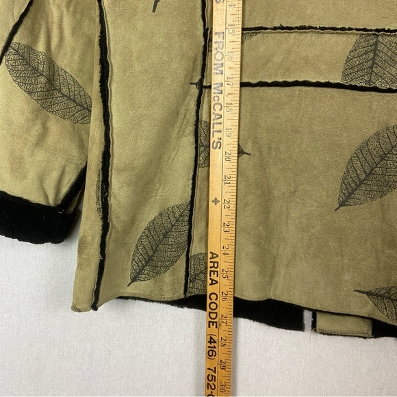 Robert Kitchen Leaf Suede Fleece lined Heavy Womens Coat Sz S - Picture 8 of 8
